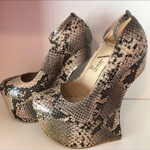 Snakeskin Wedge Heels